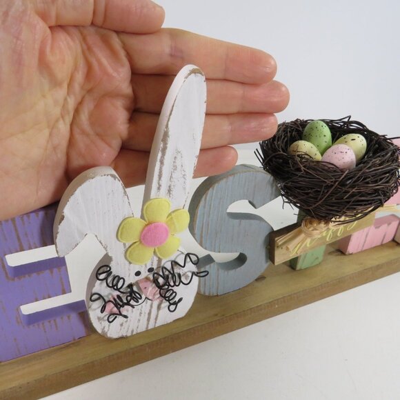 Easter Sign with bird's nest 14" long 6" tall - Picture 9 of 12